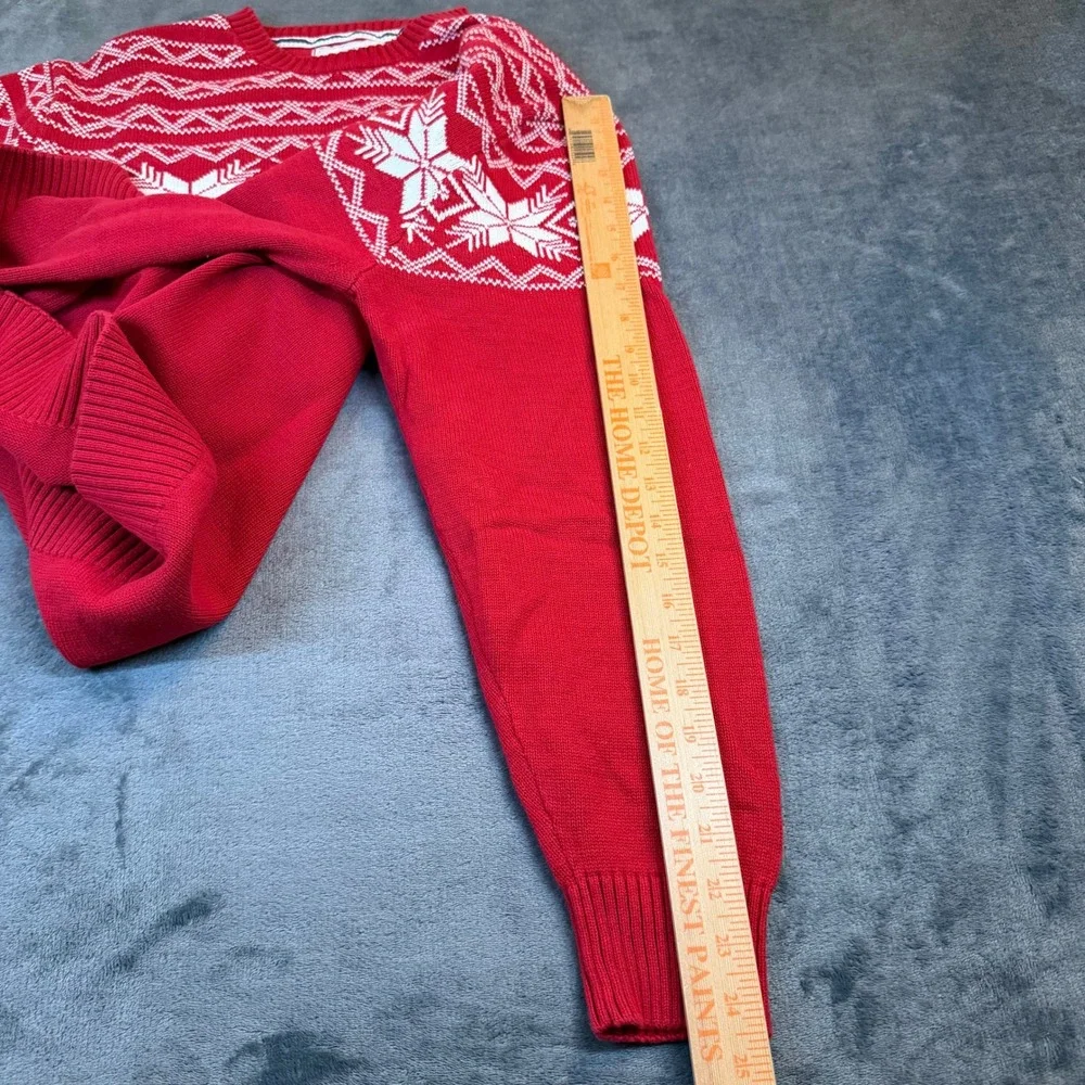 Weatherproof Vintage Sweater Mens Extra Large Red Fair Isle Snowflake‎ Cotton
